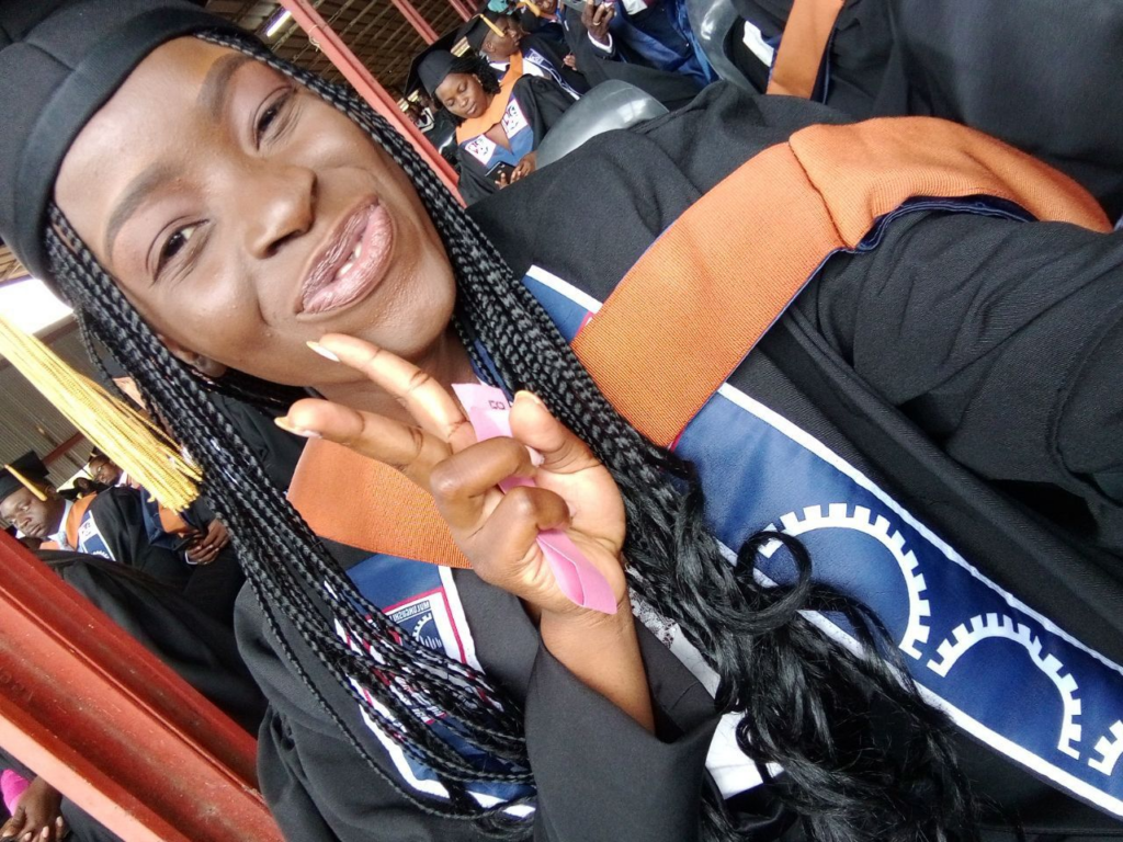 Naomi Chisukulu in graduation gear, photo: Naomi Chisukulu, 2023 